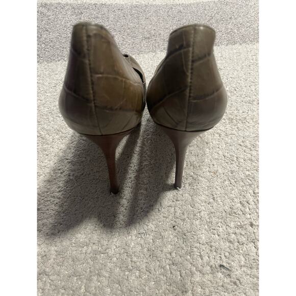 Sam Edelman Womens 8.5 M Niland Peep Toe Leather Heels Reptile 49879252 Brown - Picture 7 of 13